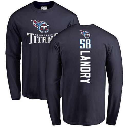 Tennessee Titans Men Navy Blue Harold Landry Backer NFL Football #58 Long Sleeve T Shirt->tennessee titans->NFL Jersey